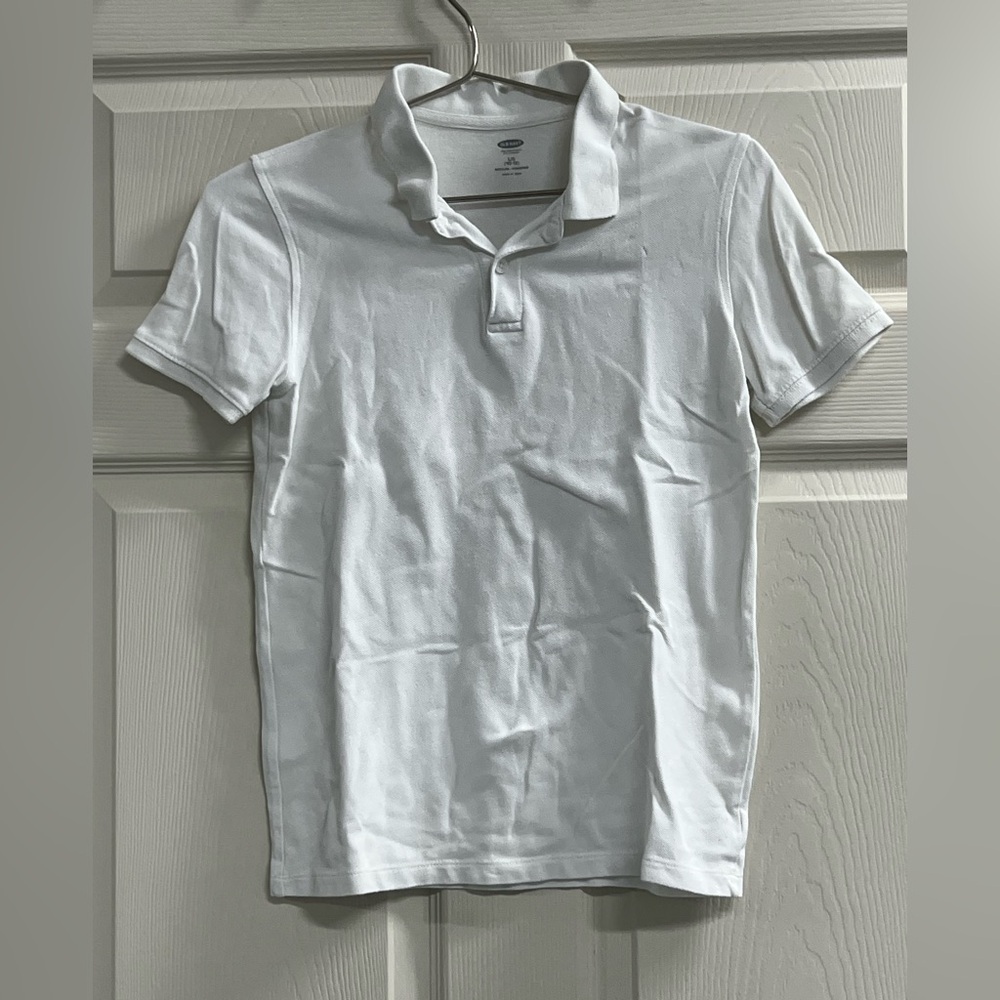 Old Navy Unisex White Polo Shirt - Size Large L - GUC